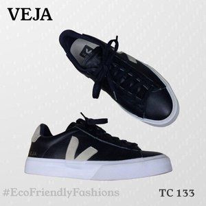 Veja Leather Campo Women's Black Lace Up Low Top Athletic Casual Sneakers Size 7